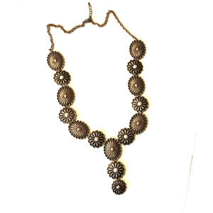 Southwestern Concho Faux White Turquoise & Copper Tone Necklace Statement Piece